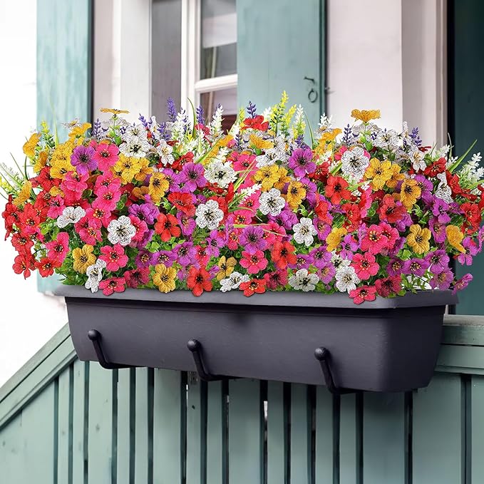 12 Bundles Artificial Flowers for Outdoor, No Fade Fake Plastic Flower Lavender - Image 4