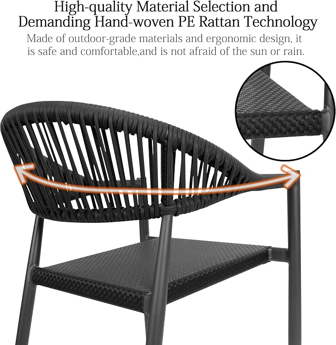 TWT Patio Dining Chairs Outdoor Stackable Dining Chairs - Image 3