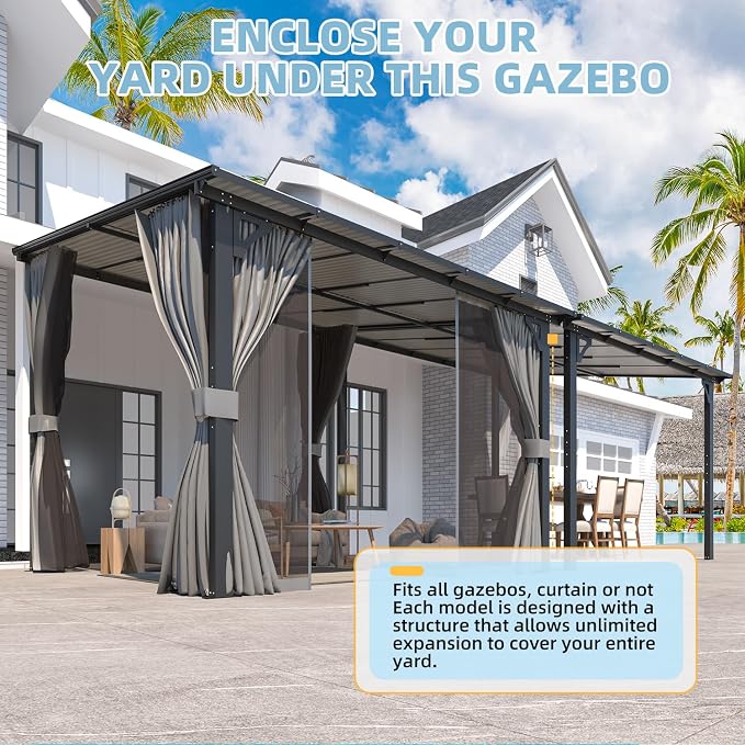 AECOJOY 10’ x 10’ Gazebo, Wall Mounted Gazebos Pergola - Image 7