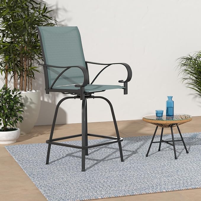MFSTUDIO Outdoor Bar Stools Set of 6, Swivel Bar Height Patio Chairs Outdoor - Image 2