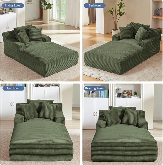 78.7" Chaise Lounge Chair Indoor, Oversized Boneless Couch Comfy Upholstered - Image 7