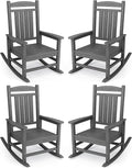 KINGYES Oversized Outdoor Rocking Chair Set of 4, High Density Polyethylene by KINGYES