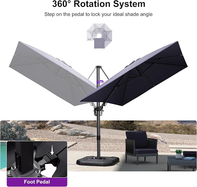 PURPLE LEAF 8' X 11' Left-right Tilting Patio Umbrella Outdoor Cantilever - Image 7