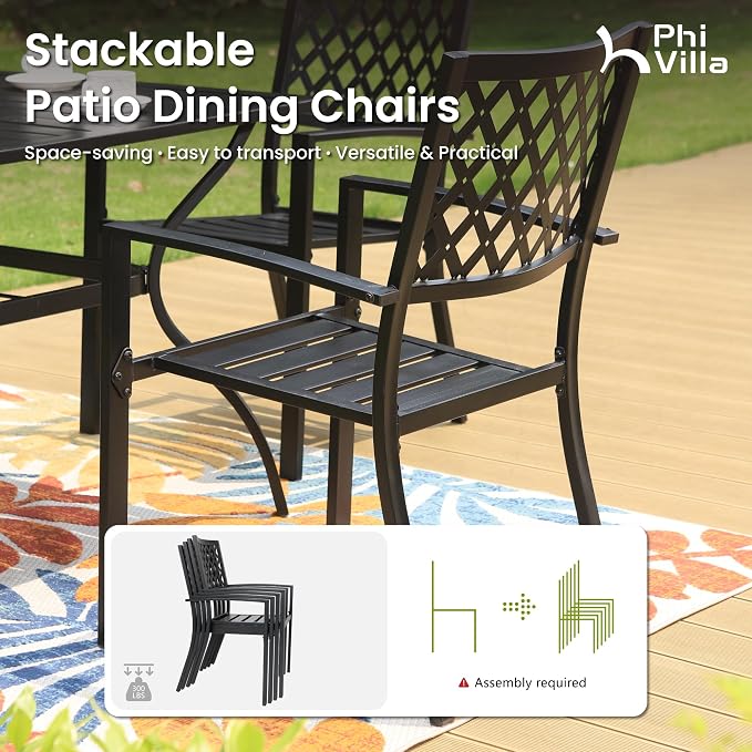 PHI VILLA 5 Pieces Outdoor Round Dining Set - Image 6