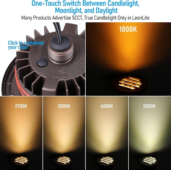 LEONLITE Dia. 4 Inch Well Lights Landscape LED In Ground, Grated Top, 5 Color - Image 3