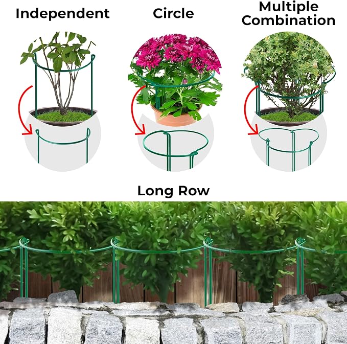 K-Brands Tall Plant Support Stakes – 10"W x 24"H Half Round Peony Cages and - Image 4