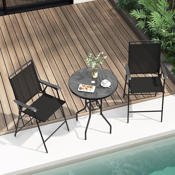 COSTWAY 3 PCS Patio Table and Chairs Set, Bistro Furniture - Image 2