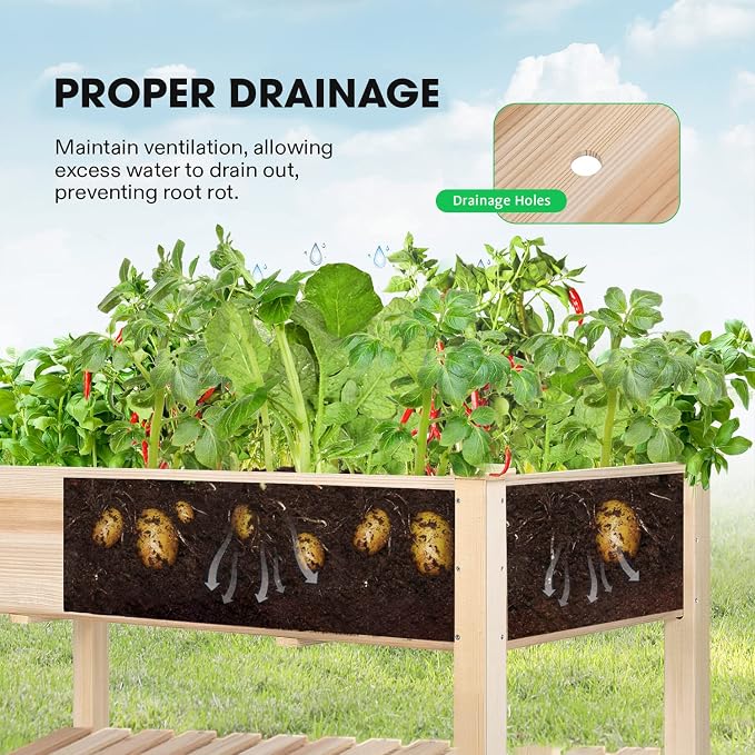 VIVOSUN Elevated Wooden Raised Garden Bed, Mobile Outdoor Planter Box - Image 6