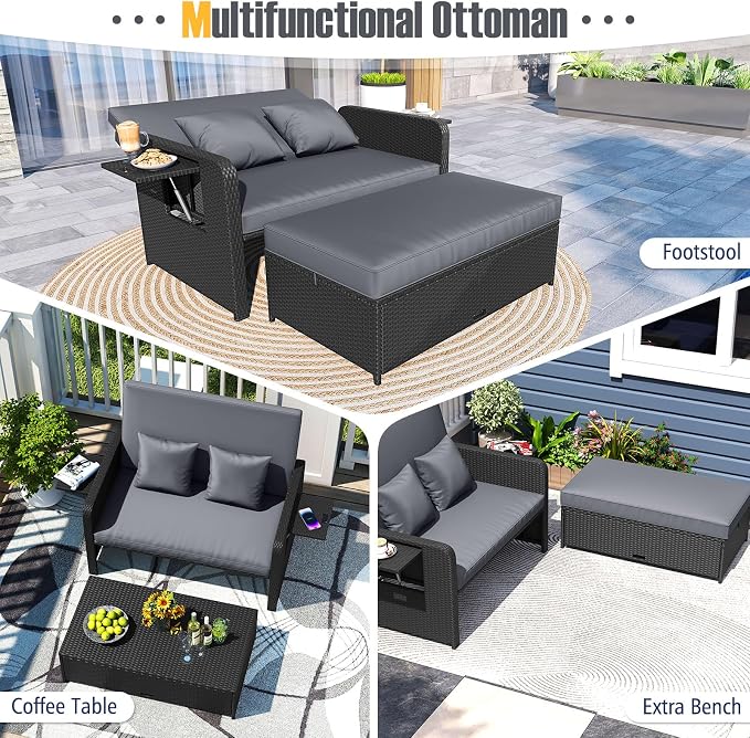 RELAX4LIFE Wicker Patio Outdoor Daybed - Image 7