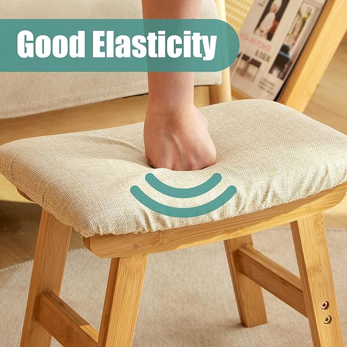 Foot Stool, Foot Stool Small, Ottoman Wood Foot Rest - Image 7