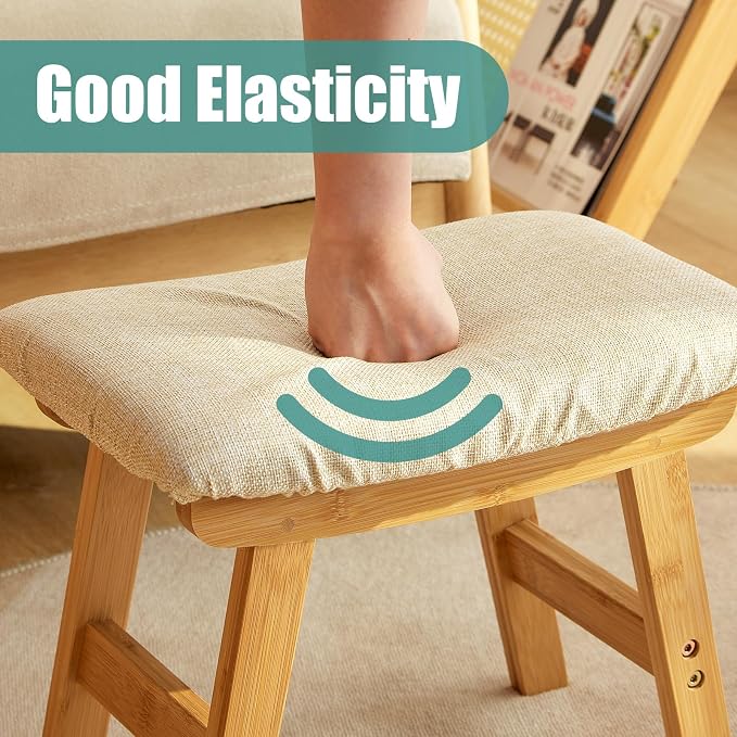 Foot Stools Ottoman, Small Foot Stool Ottoman, and Footstool, Wooden Foot Stool - Image 8