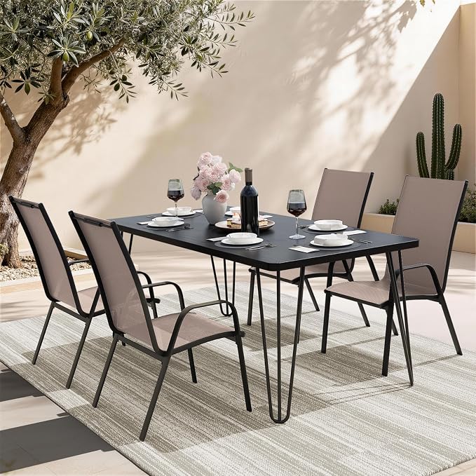 JEAREY Patio Dining Chairs Set of 4, Outdoor Stackable Dining Furniture Set - Image 2