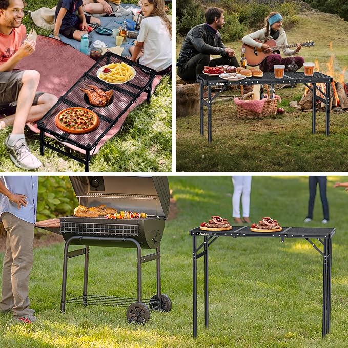 Anbte Folding Grill Table, 3ft Tri-Fold Aluminum Folding Table Adjustable - Image 7