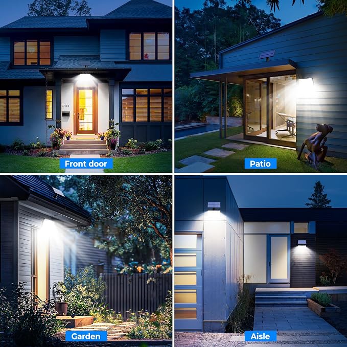 Peasur 4 Pack Solar Motion Lights Outdoor, 318 LED Solar Security Light - Image 7