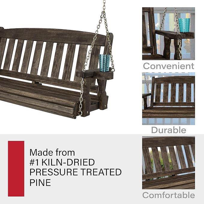 Amish Casual Heavy Duty 800 Lb Mission Treated Porch Swing - Image 6
