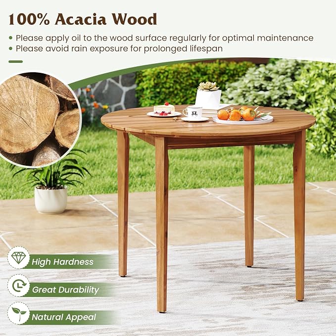 Tangkula 36" Round Outdoor Dining Table - Image 5
