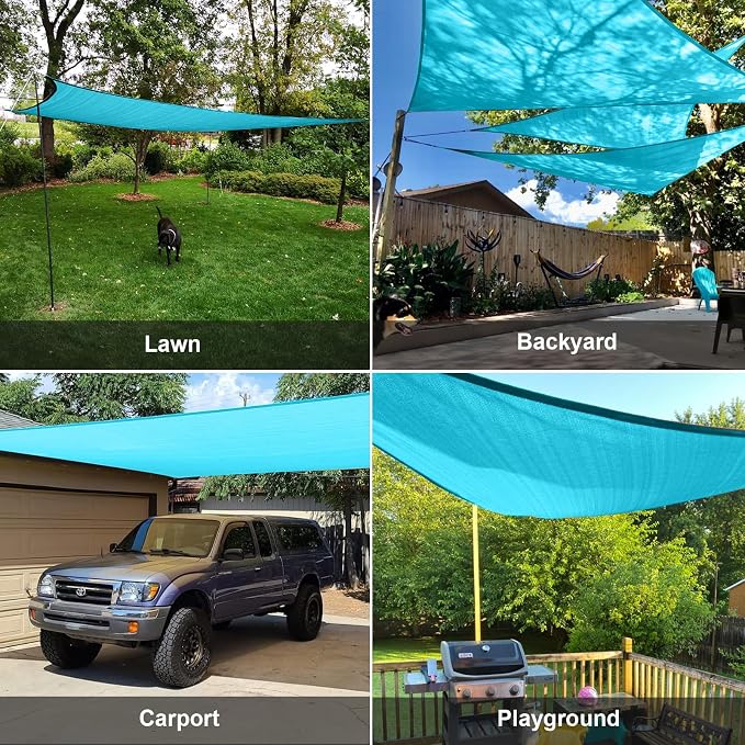SUNLAX Sun Shade Sail 10' x 10' x 14' Turquoise Blue Right Triangle Canopy Sail - Image 8