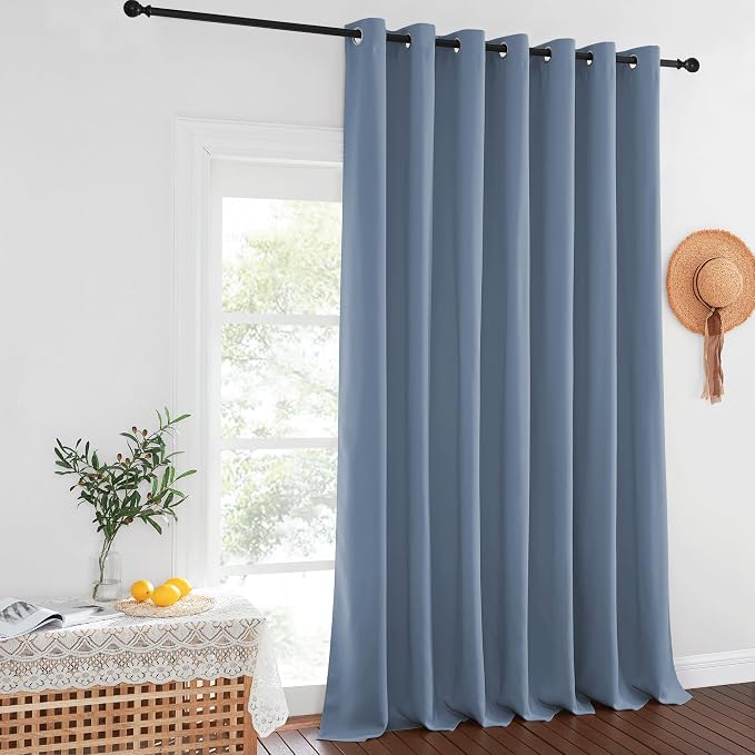 NICETOWN Stone Blue Blackout Curtain 120 inch Length, Grommet Window Treatment - Image 2
