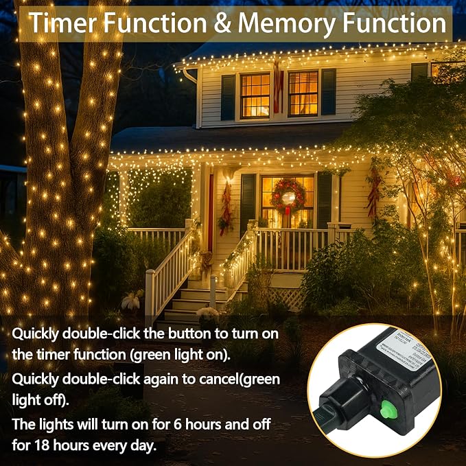 Extra-Long 300LED Christmas Lights Outdoor Indoor, Upgraded Warm White String - Image 4