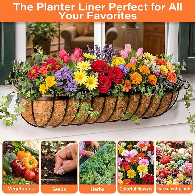Legigo 2PCS 36 Inch Natural Trough Coco Coir Liners Planters Replacement - Image 7