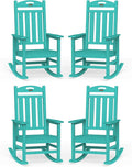Oversized Rocking Chairs Outdoor Set of 4, High Back Porch Rocking Chair by Suunyn