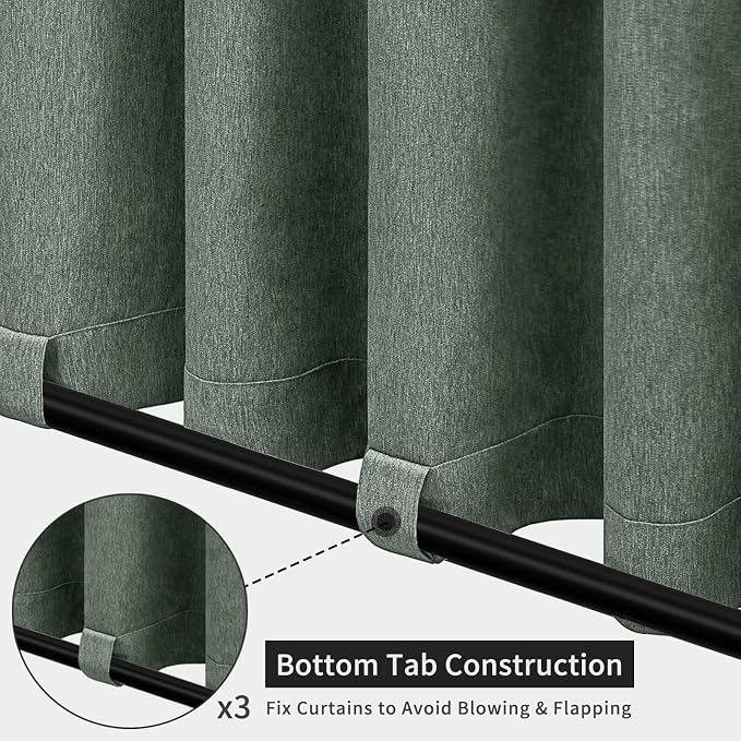 Easy-Going Linen Look Outdoor Curtains Waterproof Windproof Porch Curtains - Image 4