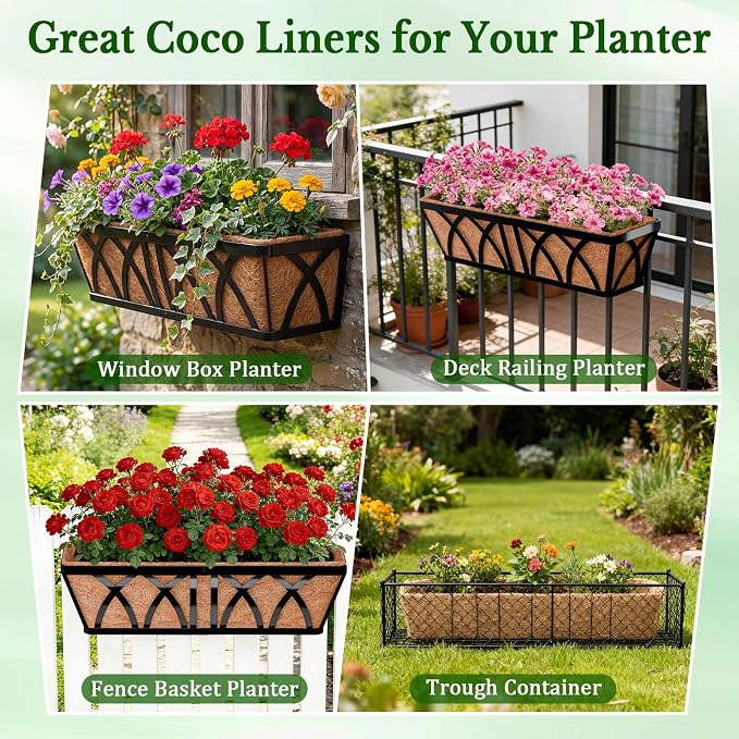 Halatool 2 Pack 36 Inch Window Box Liners Trough Coco Fiber Replacement Liner - Image 8