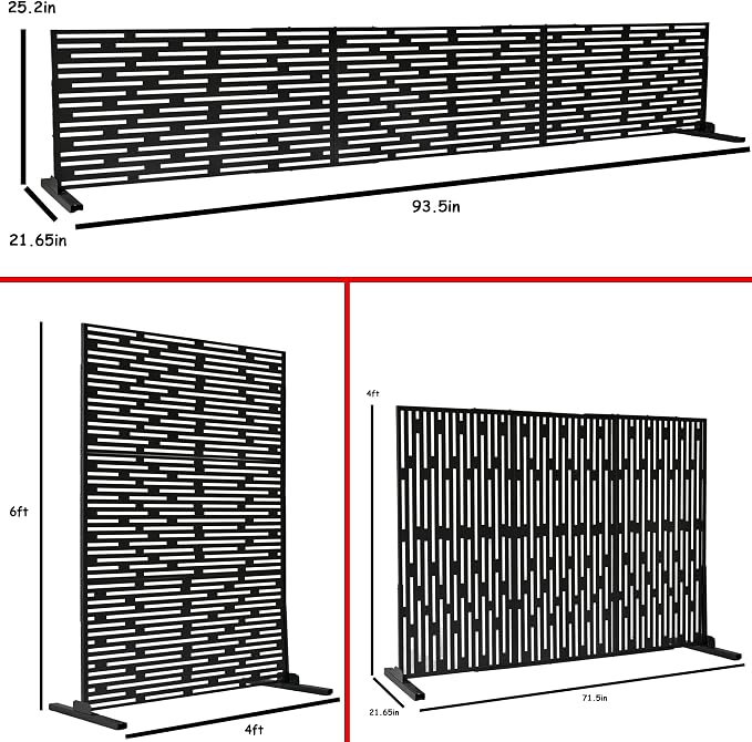 Oakland Living 6 ft. X 4 ft. Black Freestanding Metal Privacy Screen Room - Image 2