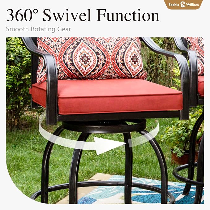 Sophia & William Patio Bar Set 5 Piece Outdoor High Dining Table and Chairs Set - Image 3