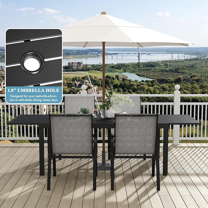 Outdoor Expandable Dining Table 71"-106" Aluminum Patio Dinner Table - Image 6