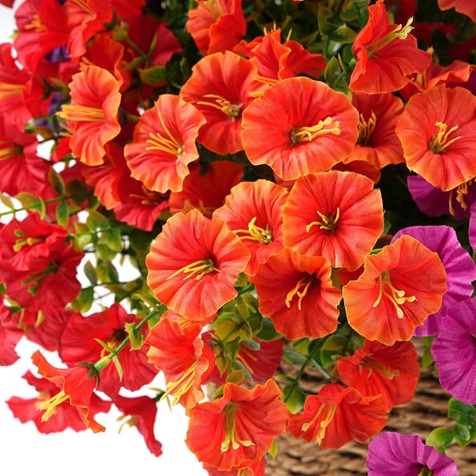 Artificial Flowers for Outdoors, UV Resistant Fake Silk Morning Glory, - Image 3