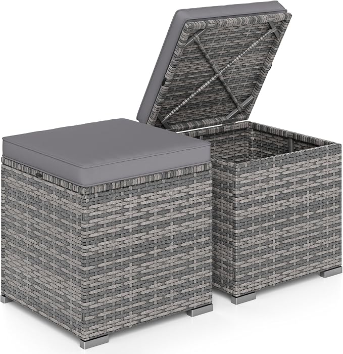 RELAX4LIFE Wicker Outdoor Storage Ottoman by RELAX4LIFE