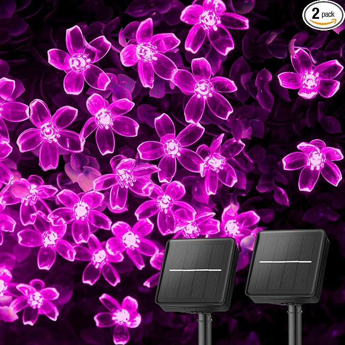 Brightown 2 Pack Total 52FT 120 LED Flower Solar String Lights Outdoor by Brightown