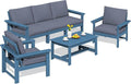 SERWALL HDPE Patio Conversation Set, 6-piece Sectional Outdoor Furniture Set by SERWALL