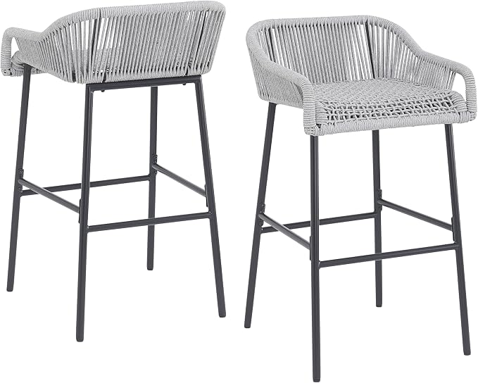 Christopher Knight Home Sivir Outdoor Barstool Set of 2, Patio Woven Rope Bar - Image 10