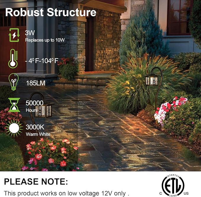 hykolity Low-Voltage Outdoor Integrated LED Landscape Lighting, 3W 185LM - Image 2