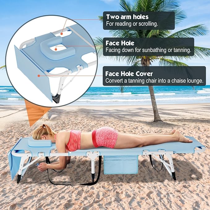 MOPHOTO Oversized Beach Lounge Chair, 5-Position Adjustable Tanning Chair - Image 7