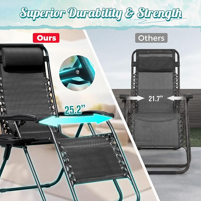 Homall Zero Gravity Chair Patio Folding Lawn Lounge Chairs Outdoor Lounge - Image 4