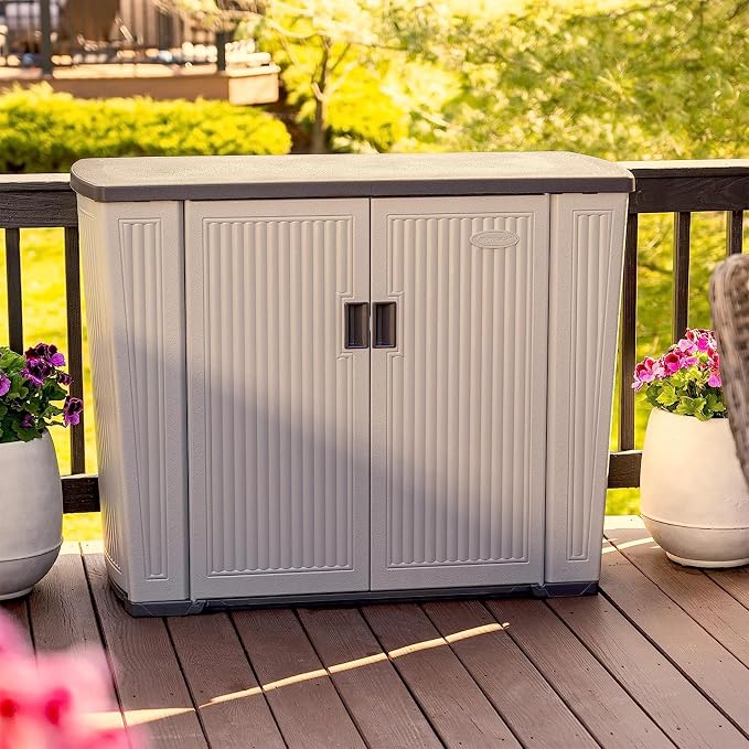 Suncast 130-Gallon Backyard Oasis Basic Unit Lockable Outdoor Storage Cabinet - Image 7