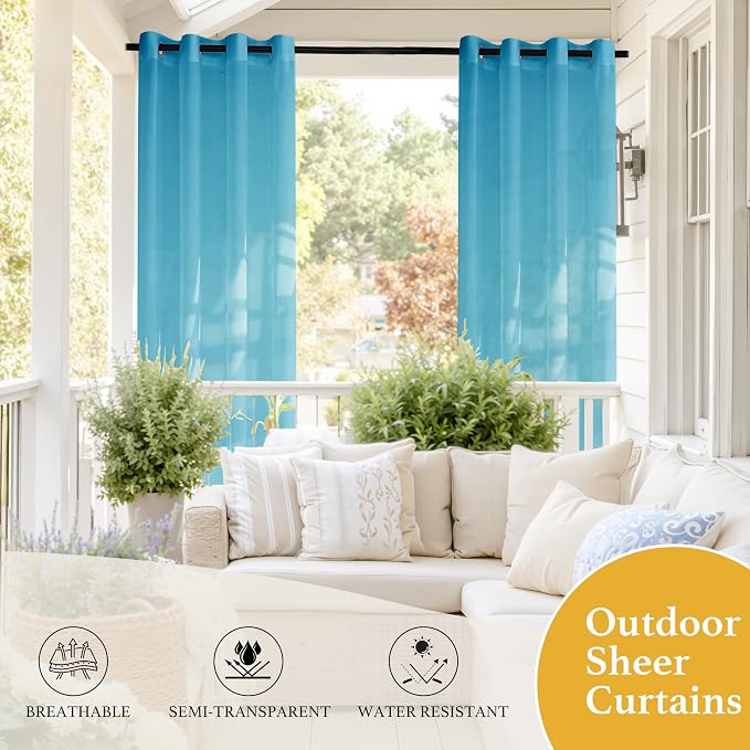 RYB HOME Outdoor Sheer Curtains Waterproof - Image 6