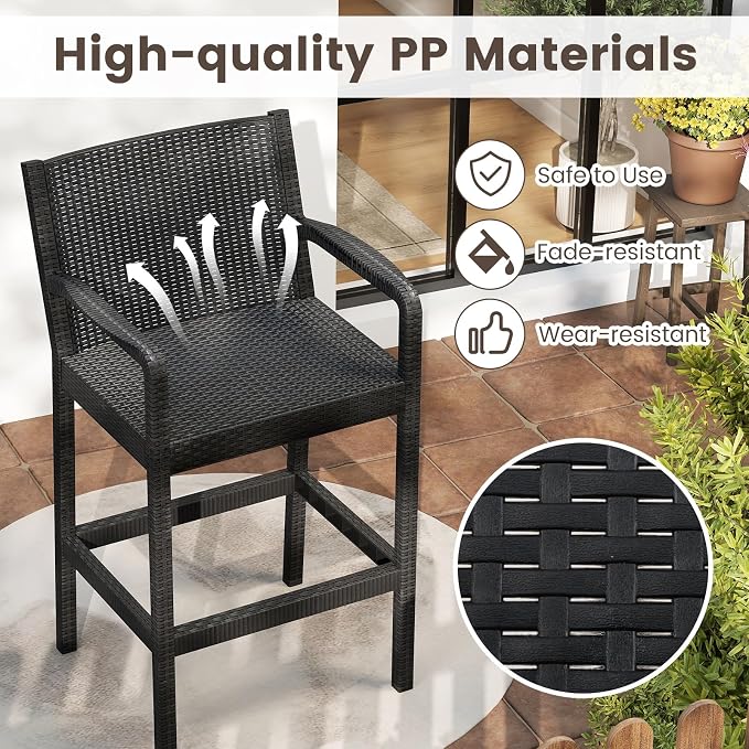 COSTWAY 3 Pieces Patio Bar Set, Modern Outdoor Bistro Set - Image 6