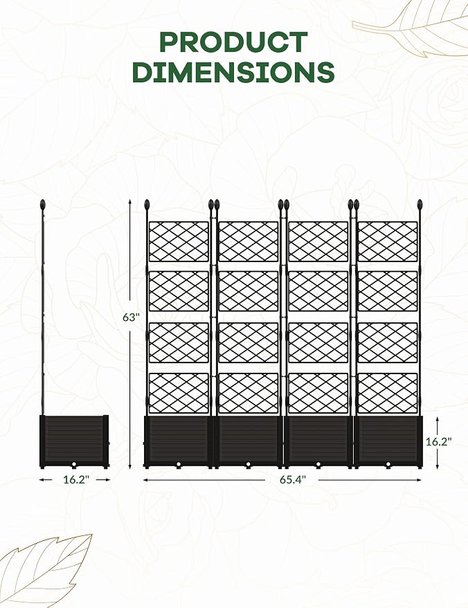 4 PCS Raised Garden Bed with Trellis, Outdoor Vertical Garden with Privacy - Image 2