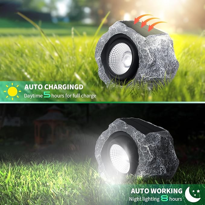 4 Pack Solar Rock Lights Outdoor, Angle Adjustable Solar Lights Outdoor - Image 4