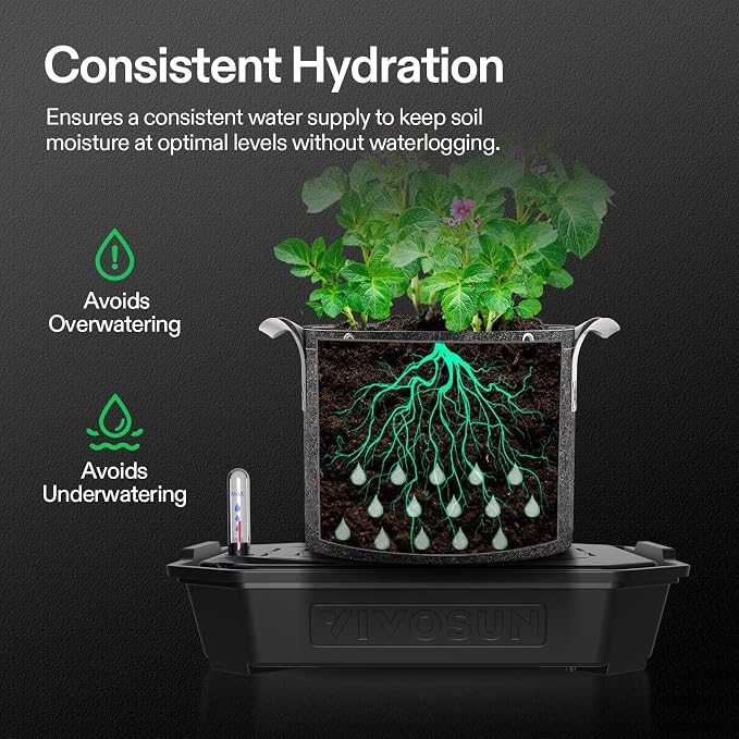 VIVOSUN 4-Pack FlexFeed Self-Watering Pots, Auto Irrigation Fabric Pot Base - Image 5