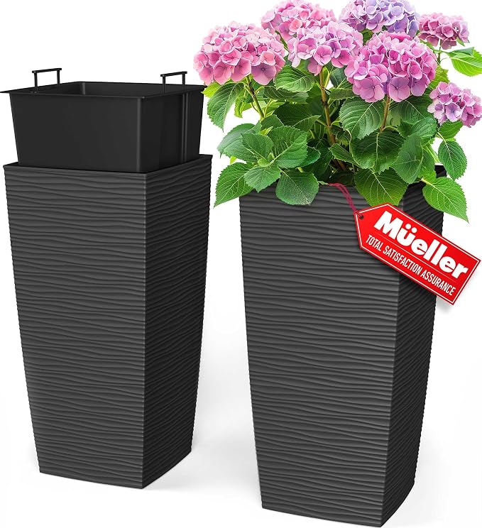 Mueller Janska M-Resin Heavy Duty Tall Planter, Indoor/Outdoor Grande Plant by Mueller