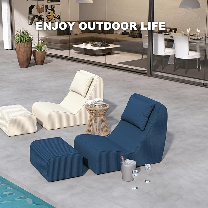 Giant Bean Bag Chair for Adults, Corduroy Chaise Lounge - Image 6