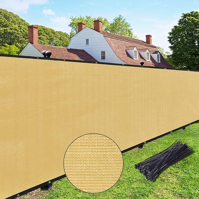 UPGRADE Privacy Fence Screen 5'x4' Sand Outdoor 90% Visibility Blockage 170 GSM by UPGRADE