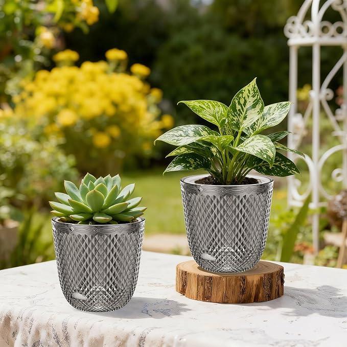 QCQHDU 2 Pack Self Watering Pots, 5.7 Inch Flower Pots - Image 4