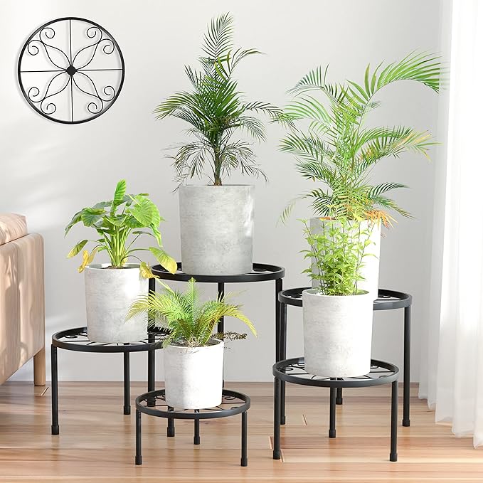 5-Pack Decent Metal Plant Stands, Heavy Duty Flower Pot Stands by Linpla