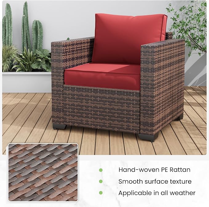 Amopatio Wicker Outdoor Sofa & Patio Couch Set - Image 5